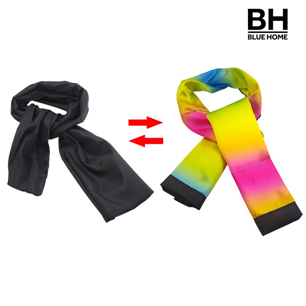 ！BH！ Magic Change Color Scarf Black to Rainbow Streamer Trick Stage Magician Props