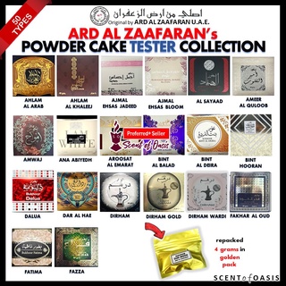 ARD AL ZAAFARAN Bukhoor Tester Collection - 50 Types Powder Cake Tester (repacked 4g in GOLDEN PACK)