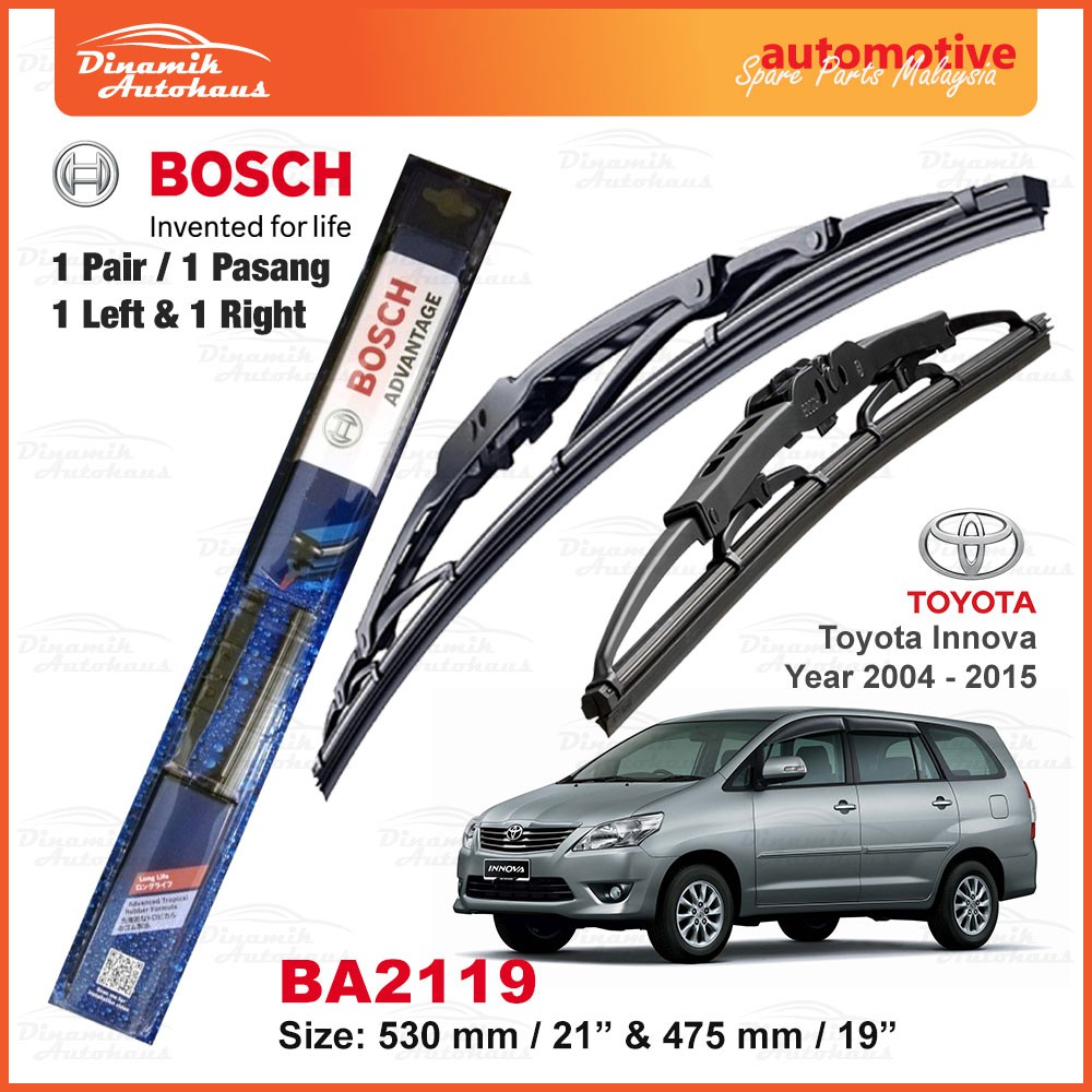 Toyota Innova Car Year 2004 To 2015 Front Windscreen Wiper Blade Size