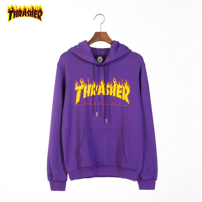 purple hoodie with flame