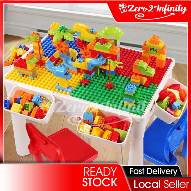 【Z2I】Children Playing Table Big Building Block Multi-Function Learning Small Table Desk Building Blocks Toys