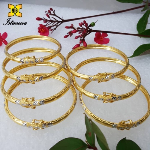 ISTIMEWA 916 Gold Fashion Bangles// Gelang Tangan Bunga Pasir Kosong Emas 916