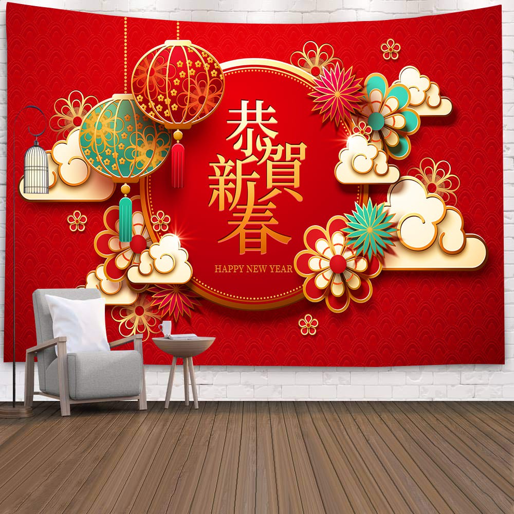 happy new year 2022 chinese new year decorations wall art hanging decoration  bedroom sofa tapestry background decoration living room spring festival  home decor | Shopee Malaysia