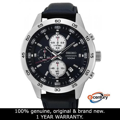 Seiko SKS649P1 Men's Quartz Chronograph 100M Black Leather Strap Watch |  Shopee Malaysia