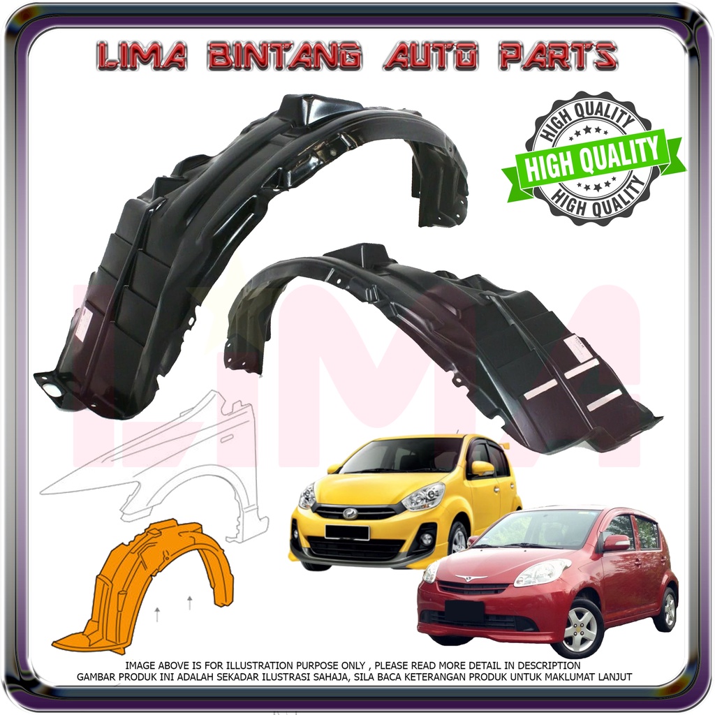 Perodua Myvi , Lagi Best , Icon Front Fender Protector , Fender Liner Cover ( Daun Pisang ) 2005