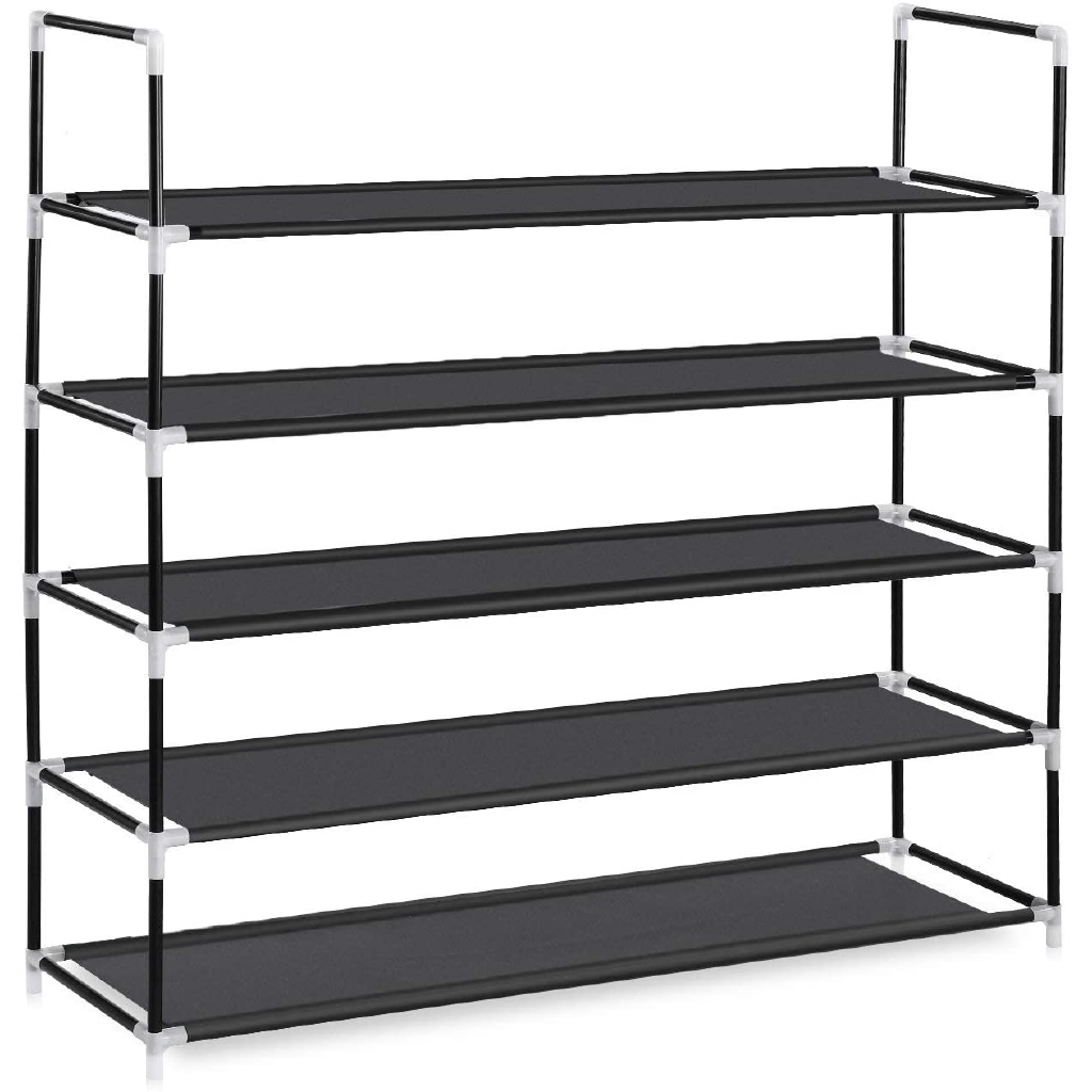 Summeray Shoe Rack 5 Tier Durable And Stable Shoe Organizer 25 Pairs Space Saving Shoe Tower Non Woven Fabric Shoe Shelf Black Shopee Malaysia