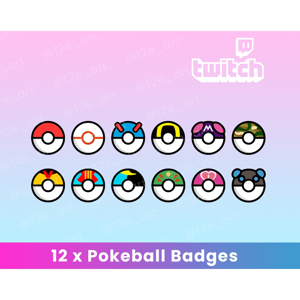 12 x Premade Pokeball Badges | Twitch Emotes | Sub Badges | Commissions ...