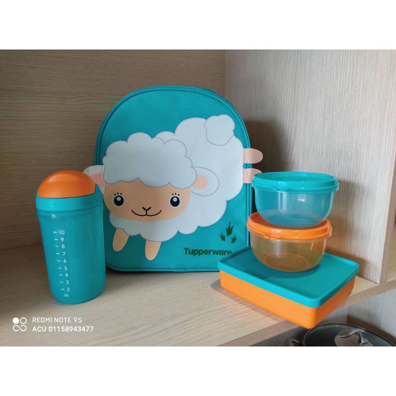 Tupperware Back to school set (Sheep) Turqoise colour Full set