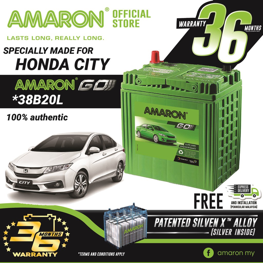 AMARON GO Series 38B20L (NS40ZL) Bateri Kereta Tahan Lama Untuk HONDA ...