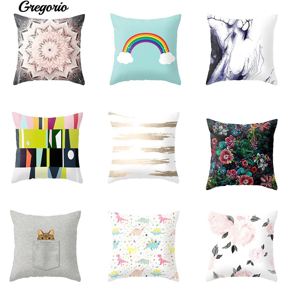 Gre Printed Throw Pillow Case Sofa Bed Chair Cushion Cover Home