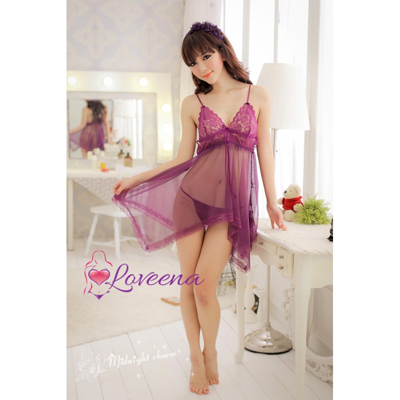 [PLUS SIZE] [MSIA Stock] Loveena Fancy Lace Sexy Nightwear Sleepwear Women Plus Size Lingerie L3042 (6 Colours)