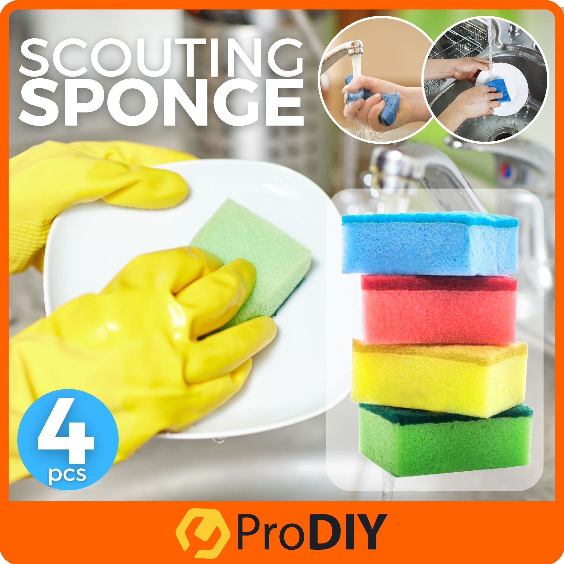 4pcs Scouring Sponge Scouring Pad Kitchen Washing Cleaning Pads Dishwashing Soft Clean Span Basuh Pinggan