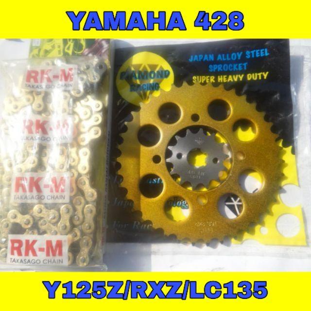 428 Yamaha Y125z Lc135 Rxz Srl110 Diamond Sporket 428 Rkm Drc Gold Chain