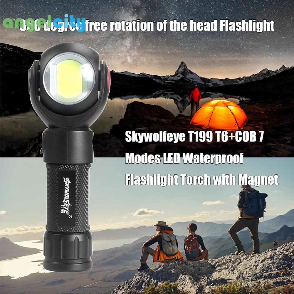 4-Modes Sky Wolf Eye T6+COB LED Flashlight USB Rechargeable Torch Bright Lamp