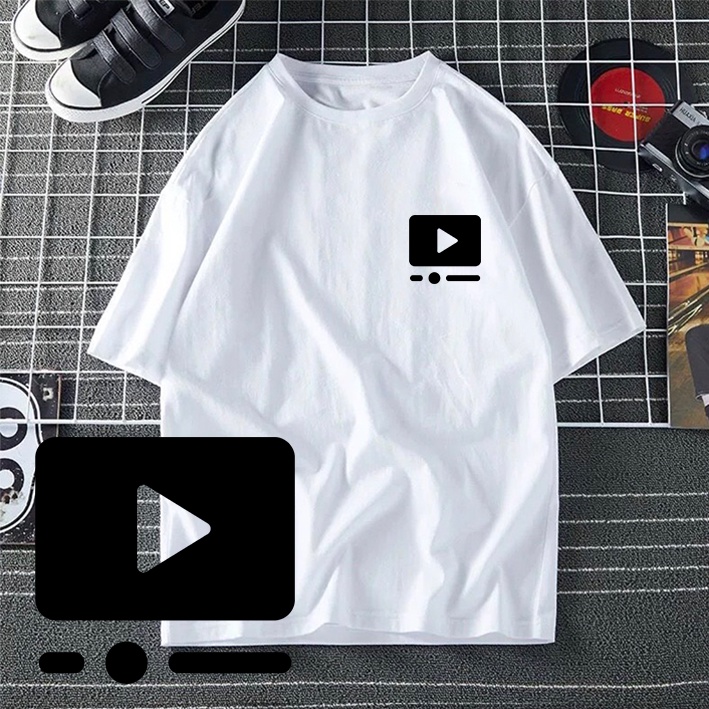 BAJU EXPRESS TSHIRT WOMEN MEN VIDEO PLAYER PLAY BUTTON GRAPHIC SIMPLE TEE T-SHIRT PEREMPUAN LELAKI BAJU LENGAN PENDEK