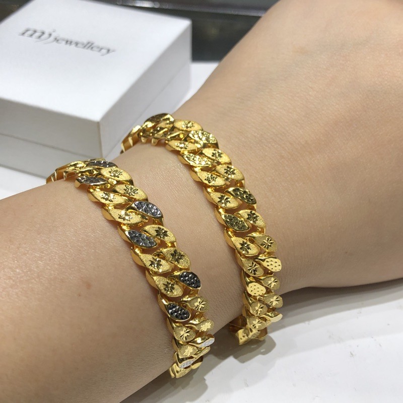 Buy Emas 375 Lebar 1 1cm Rantai Tangan Stamping 375gold Bracelets Seetracker Malaysia