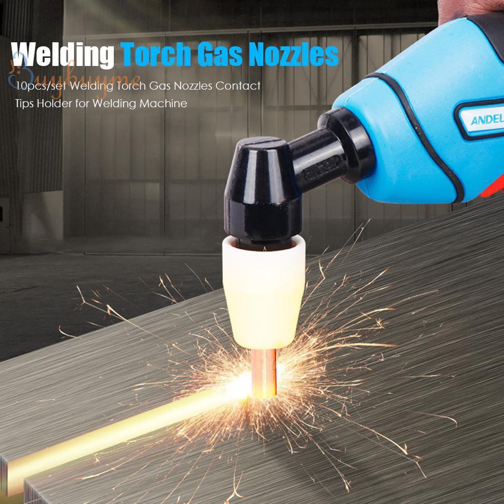 10pcs Set Copper Welding Torch Gas Nozzle Contact Tip Holder For Welding Machine