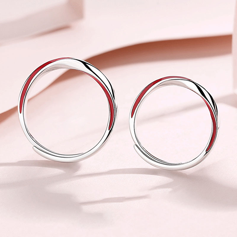 Anello per coppia regolabile di dimensioni aperte Anello Mobius rosso Anello nuziale di San Valentino_voghion.com