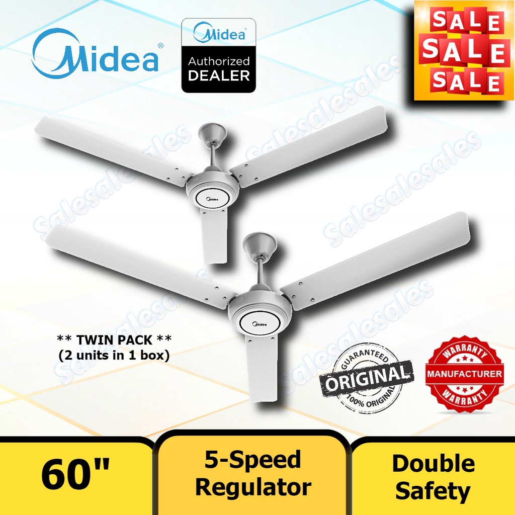 Twin Pack Midea Mfc 150a15 Ceiling Fan With 5 Speed Regulator Kipas Siling Shopee Malaysia