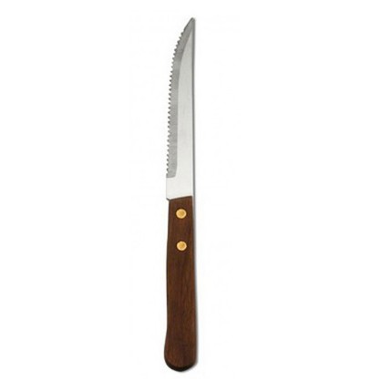 GOLDEN FISH Stainless Steel Steak Knife Wooden Handle Western Serrated Meat Knives Cutlery / Pisau Steak Bergerigi 西餐刀