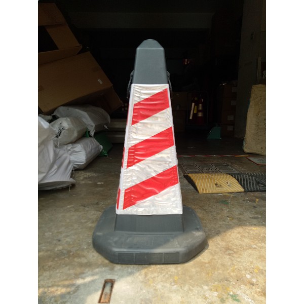 Safety cone 4 Side Sand Base Cone Grey Color with Red White