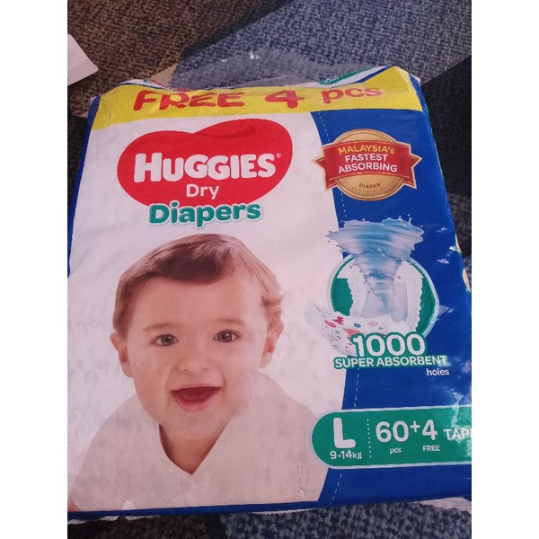 huggies dry diapers size L 64pcs Shopee Malaysia
