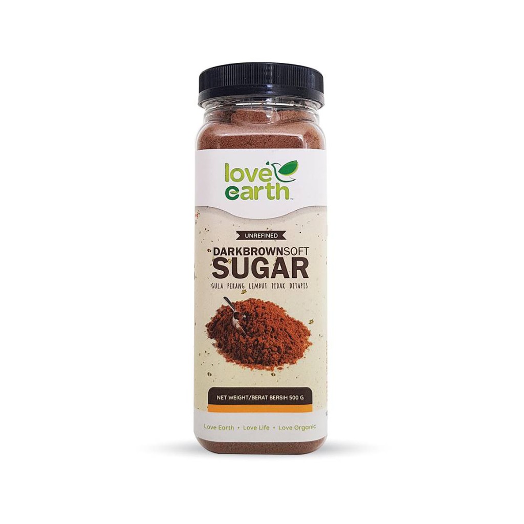 Love Earth Unrefined Dark Brown Soft Sugar 500g - Edisi Viral Plus