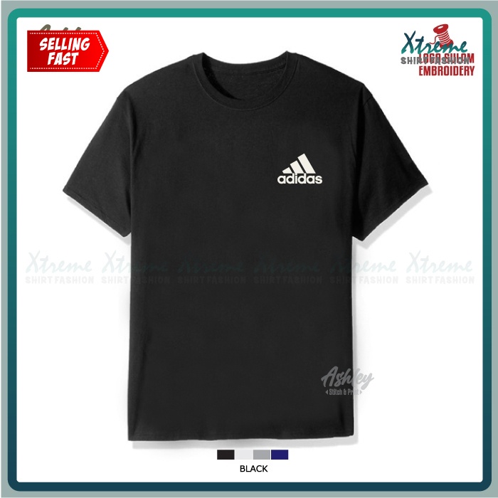 T Shirt Round Neck Sulam Adi Classic Vintage Popular Design Fashion Sportswear Streetwear Sports Activewear Casual