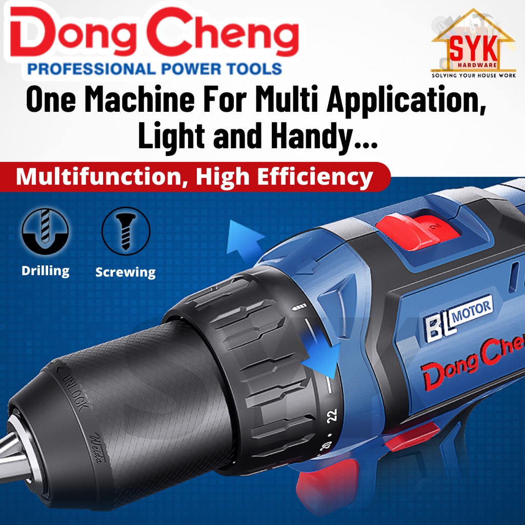 SYK Dongcheng DCJZ23-10i Cordless Brushless Driver Drill Concrete Metal ...