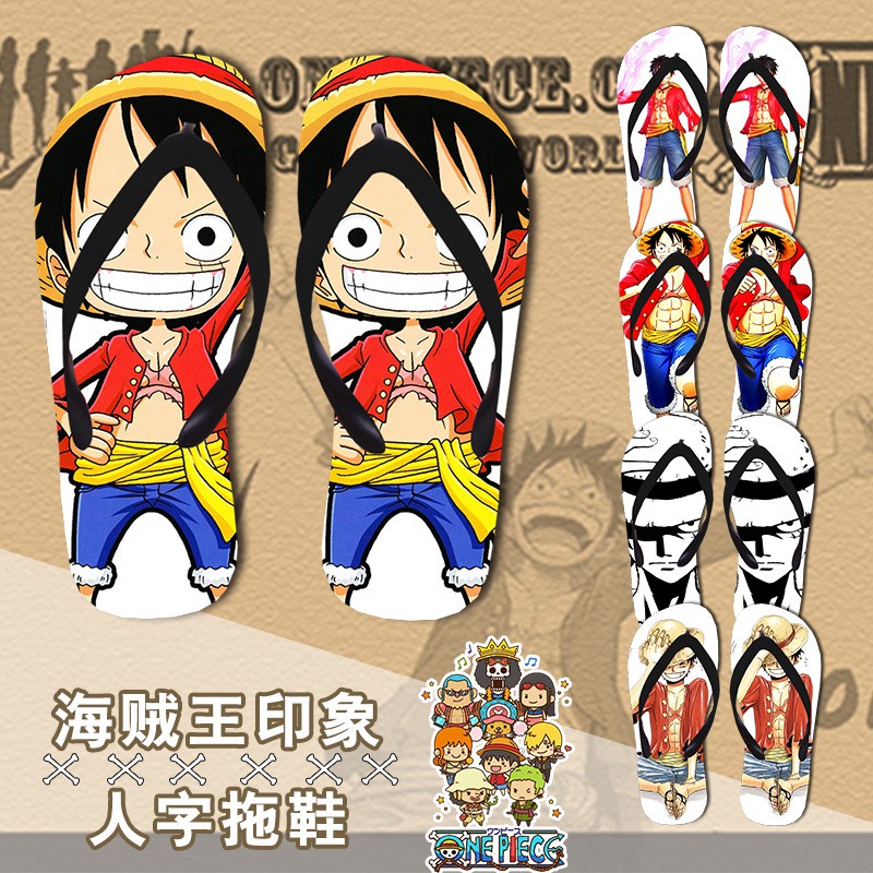 One Piece Luffy One Of The Soul Anime Slippers Summer Non Slip Beach Shoes Shopee Malaysia