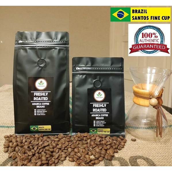 Roast To Order Brazil Santos Fine Cup 100 Fresh Roast Arabica Whole Bean Coffee Shopee Malaysia