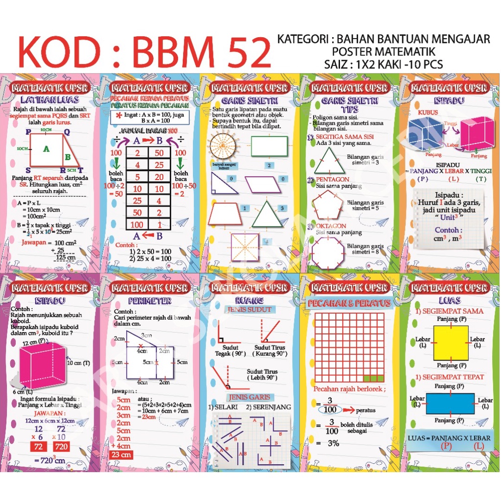 POSTER BAHAN BANTUAN MENGAJAR SUDUT MATEMATIK 380GSM TEBAL | Shopee ...