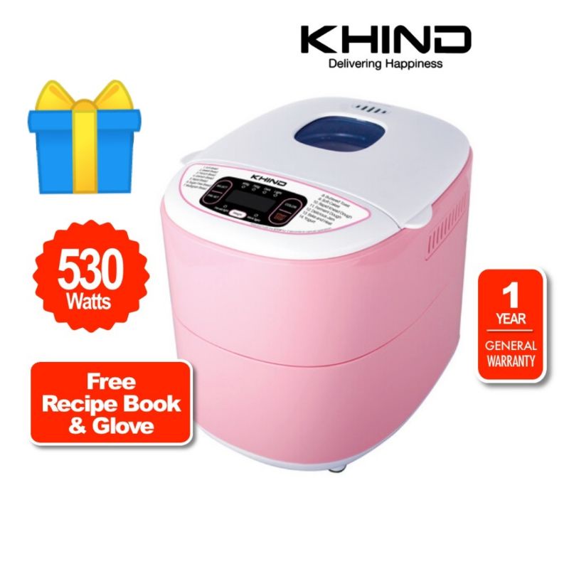 Khind Bread Maker 14 Preset Menus Ceramic Coated Barrel BM750 (750gram ...