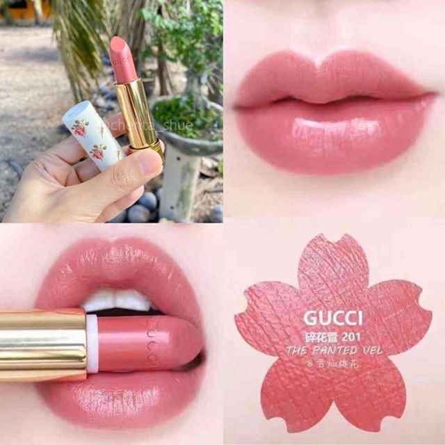 gucci lipstick painted veil