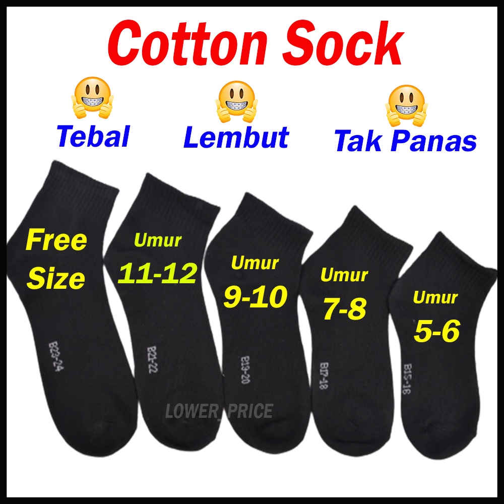 [Best Selling]Stoking Sekolah hitam Black Sock School Cotton Stoking Hitam Stokin Sekolah Hitam age 5 years to Adult