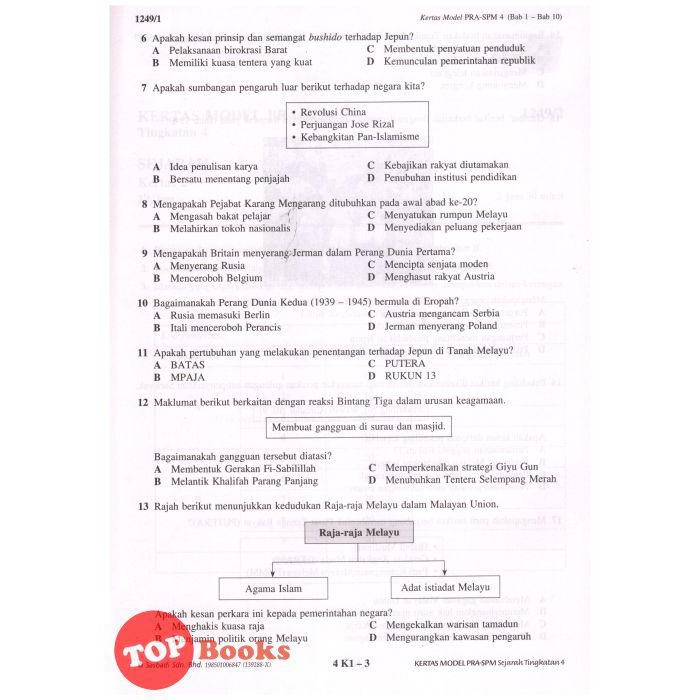 TOPBOOKS Sasbadi] Kertas Model Pra SPM Sejarah Tingkatan 4 KSSM 