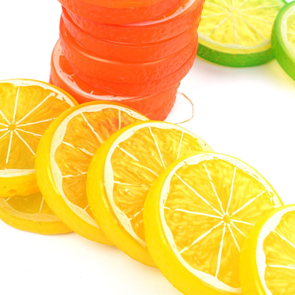 10pcs Plastic Decorative Lemon Slices Fake Fruit Lifelike