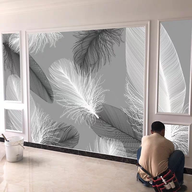 Wallpaper電視背景墻壁紙壁畫8d北歐羽毛沙發臥室背景5d立體墻紙3d影視墻布 Shopee Malaysia