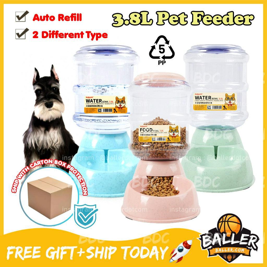 BDC 3.8L Pet Automatic Feeder Dog Cat Water Dispenser Pet Supplies Anjing Kucing Makanan Food Auto Drinker Water Bowl