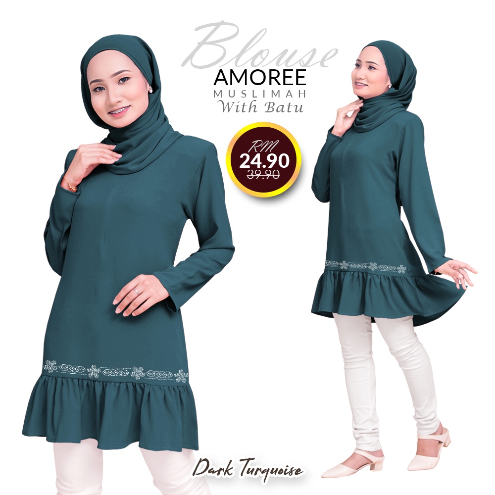 ❃ Best Price Discount Deal ❃ Amoree Ruffles Blouse Muslimah With Batu by Haute Binti Muslimah (V2)