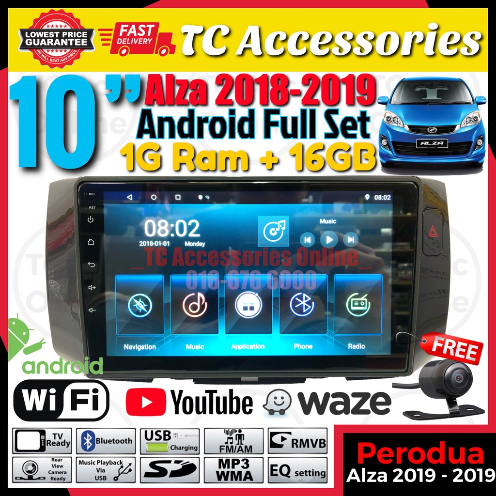 Perodua Alza 2018 2021 10 Android 2 Din Car Player Ips Screen 1gb 2gb Ram 16gb With Casing Plug And Play Waze Shopee Malaysia
