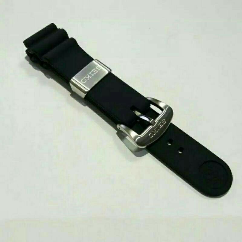 22mm Black Rubber Replacement Strap with Stainless Steel Silver Buckle for Seiko  Watch | Shopee Malaysia