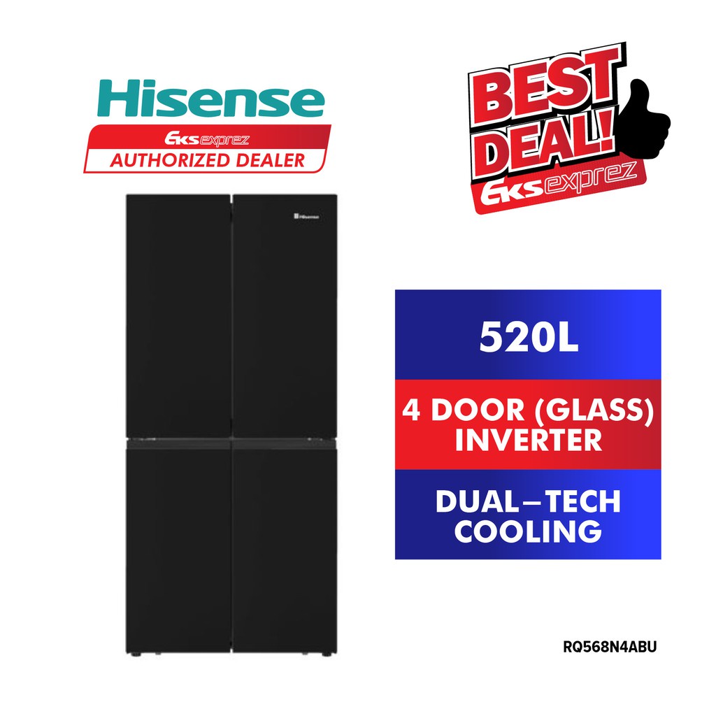 HISENSE RQ568N4ABU Black 520L 4DOOR INVERTER FRIDGE / REFRIGERATOR