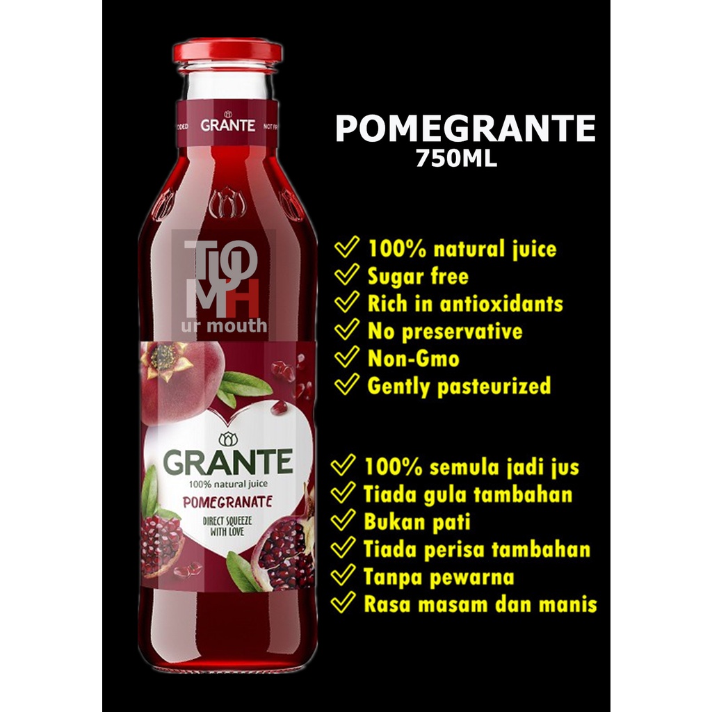 750ML 100% ORGANIC Natural Pomegranate Juice / jus delima semula jadi / 天然石榴汁