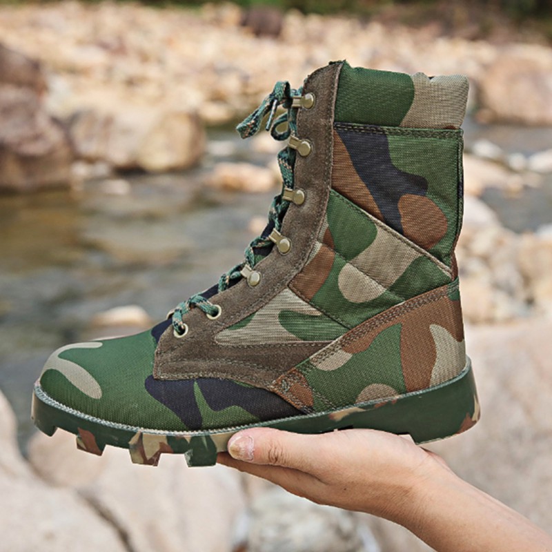 Super Light Jungle Camouflage Combat Boots SFB Tactical Canvas Breathable Combat Boots High Top Outdoor Hiking Shoes