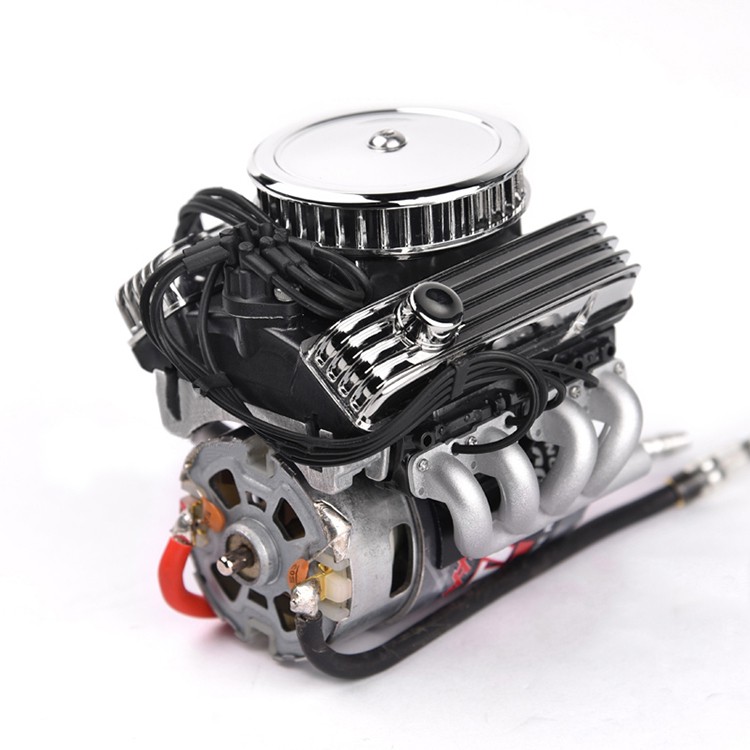 Que-T Engine Radiator Motor Heatsink V8 Engine Cover with Radiator Fan for 1/10 RC TRX-4 D90 D110 Crawler 