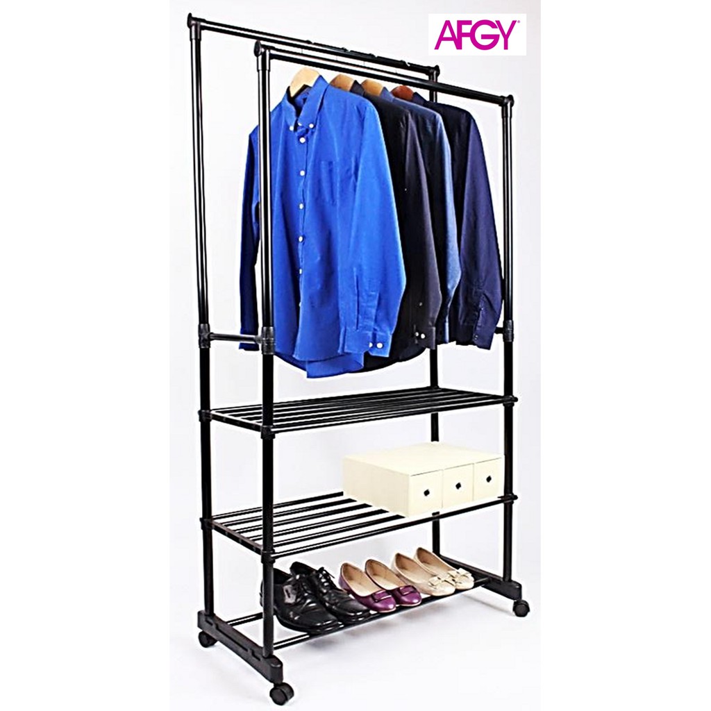 Rak Penyangkut Baju Pakaian AFGY FGR 255 Heavy Duty Double Pole Garment ...