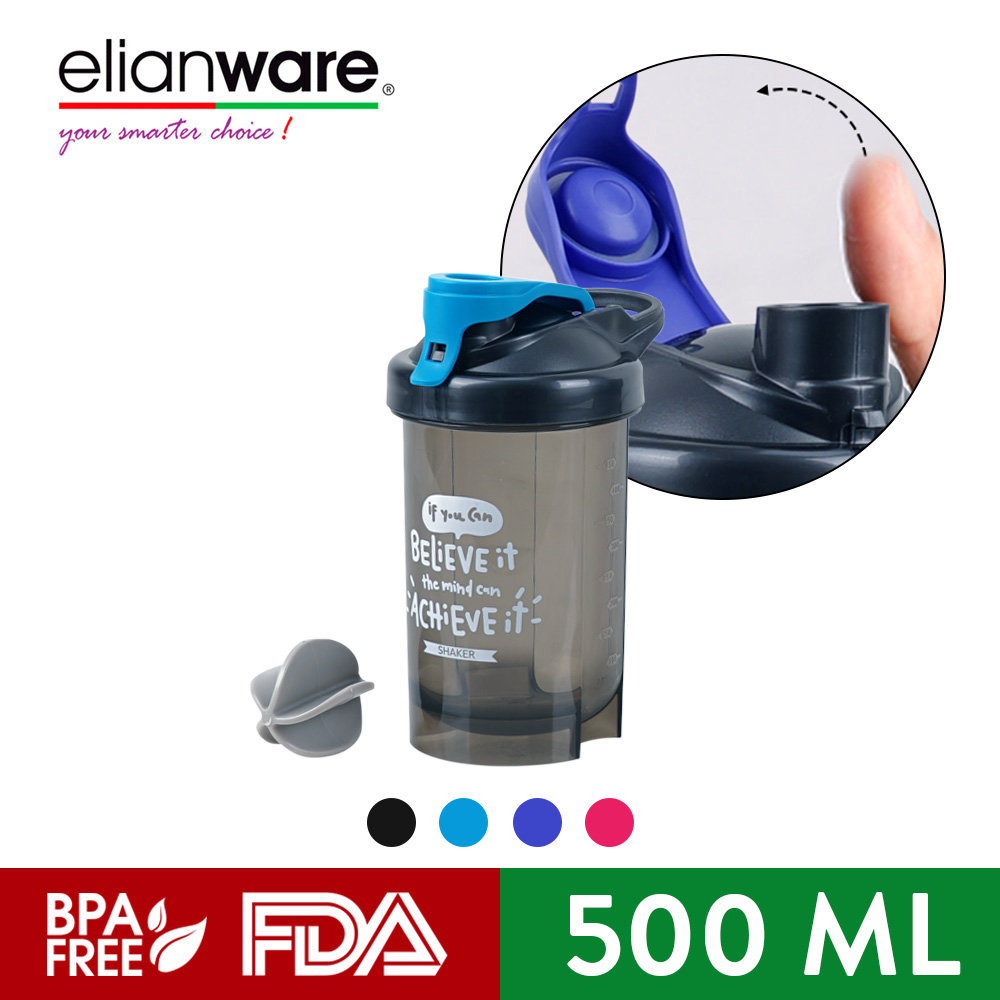 Elianware Protein Shaker Blender BPA Free Container with MIxing Ball (500ML)