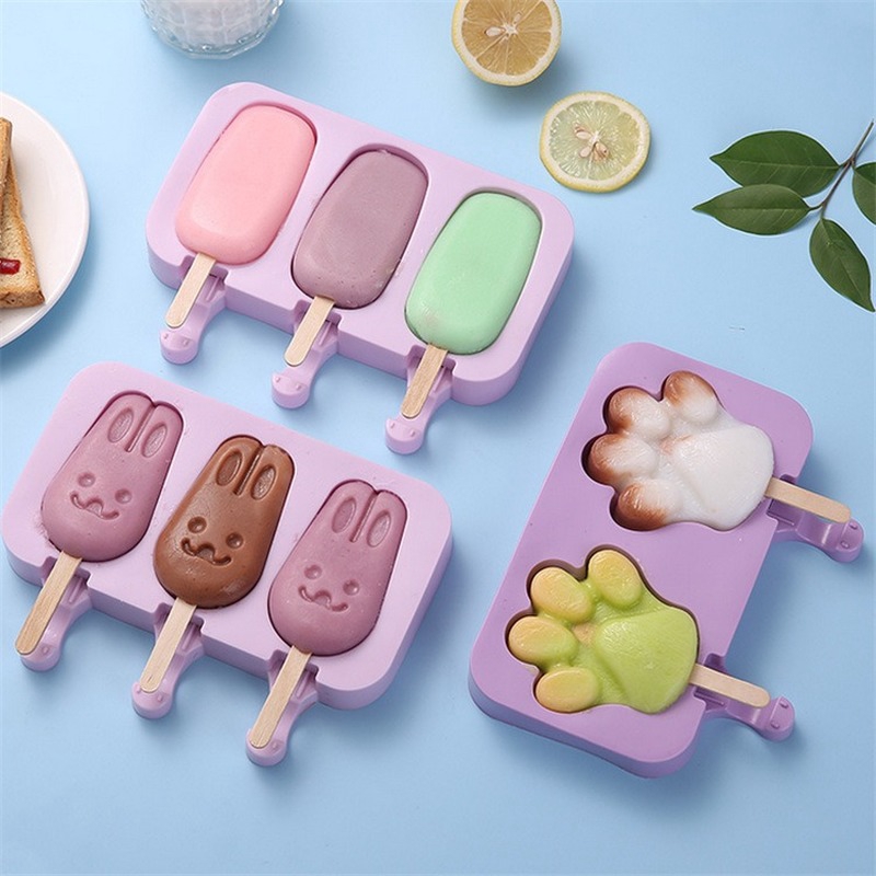 Silicone Ice Cream Mold Reusable Ice Cubes Tray Freeze Popsicle Mold
