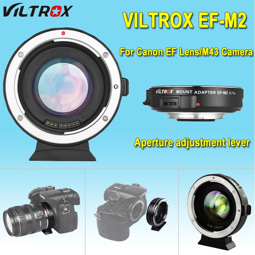 Camera EF Lens to Micro Four Thirds Viltrox EF-M2 Auto Focus Lens Mount Adapter 0.71X for Canon EOS MTF, M4//3